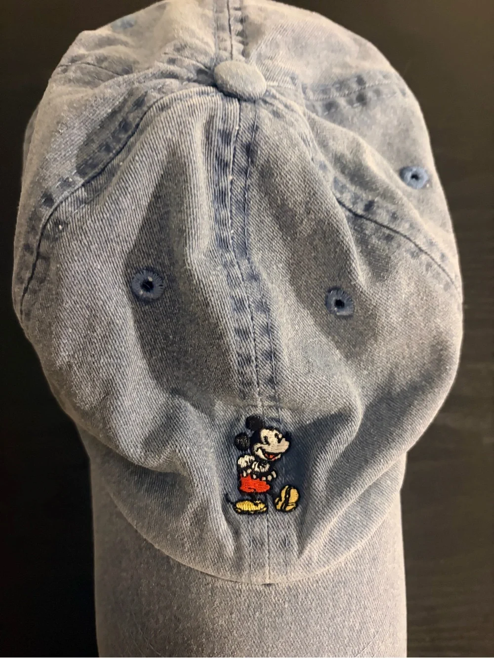 Disney Blue Denim Mickey Mouse Embroidered Baseball Cap